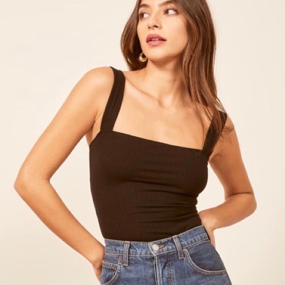 Reformation Tops - Reformation Brown Square Neck Tank Top XS